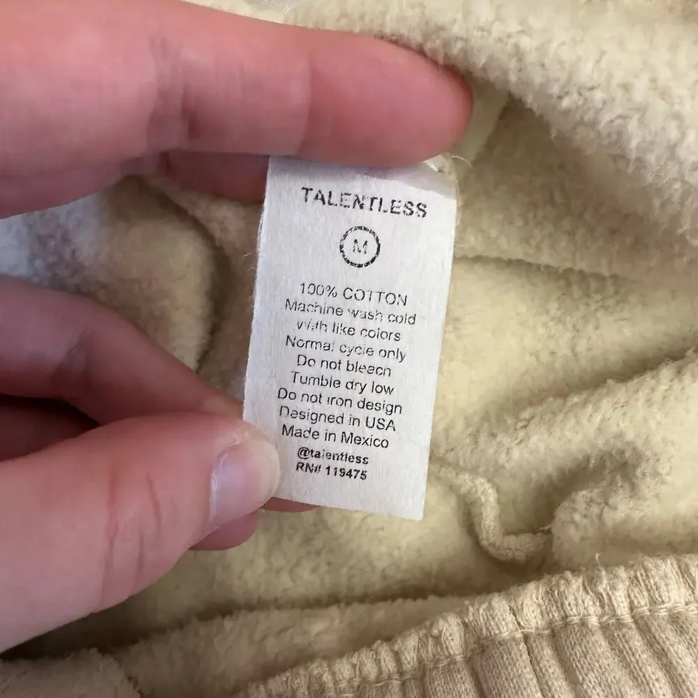 Talentless 100% Cotton Fleece Lounge Shorts Women’s Medium Cream Off‎ White